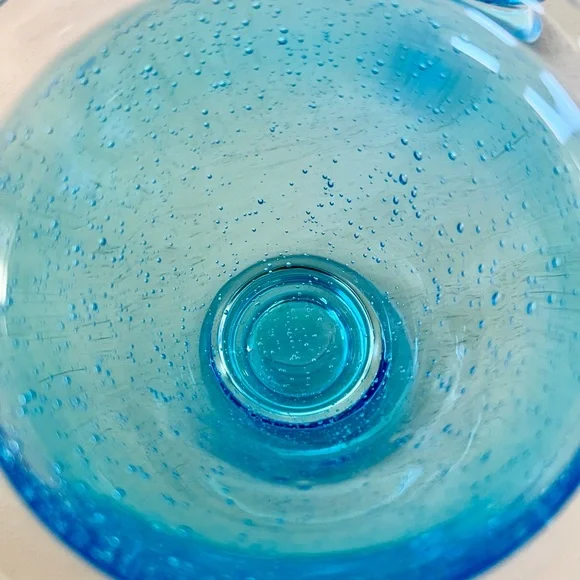 Anthropologie Blue Bubble Stemless Martini Glasses Set of 4 - Picture 8 of 12